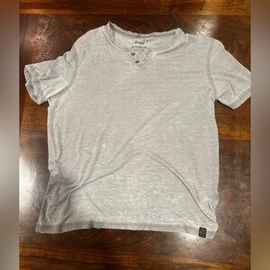 Lucky Brand Light Gray Short Sleeve Venice beach burnout Henley